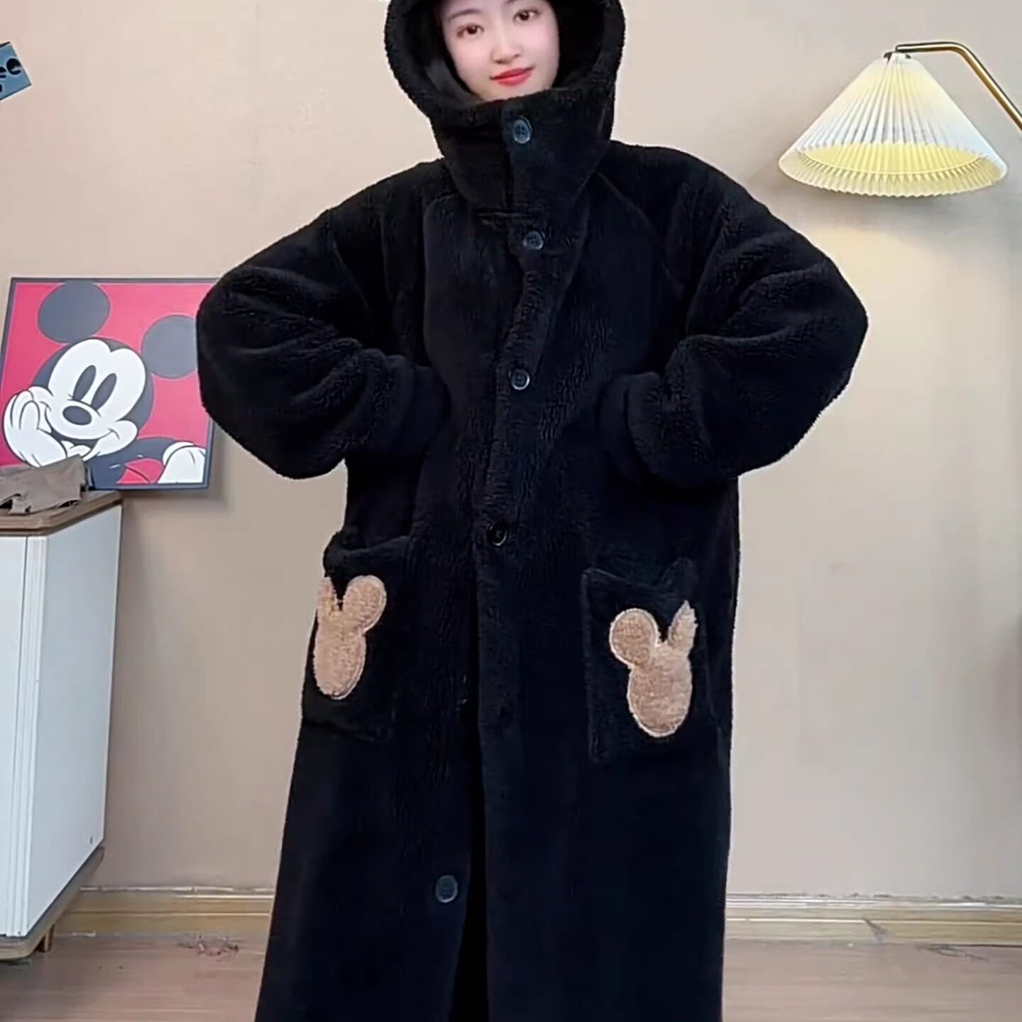 毛绒珊瑚绒长款睡袍套装