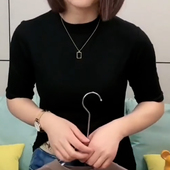 简约半高领显瘦纯色打底衫 紧身短袖 2024年新款 五分袖 T恤 夏季 修身