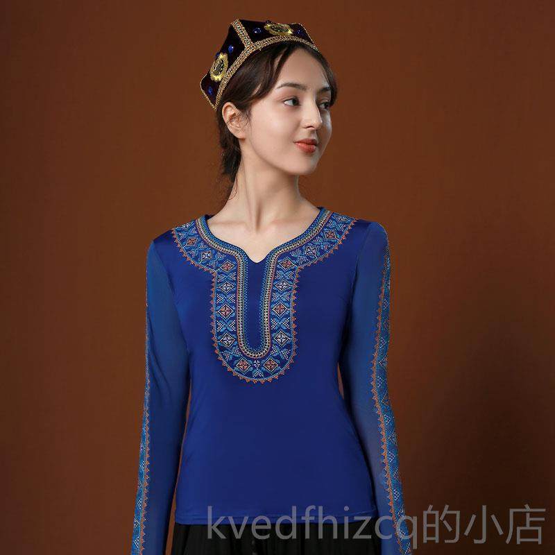 新款224秋装0舞新款民风广场服装上衣长袖女族演出舞蹈大码绣花上