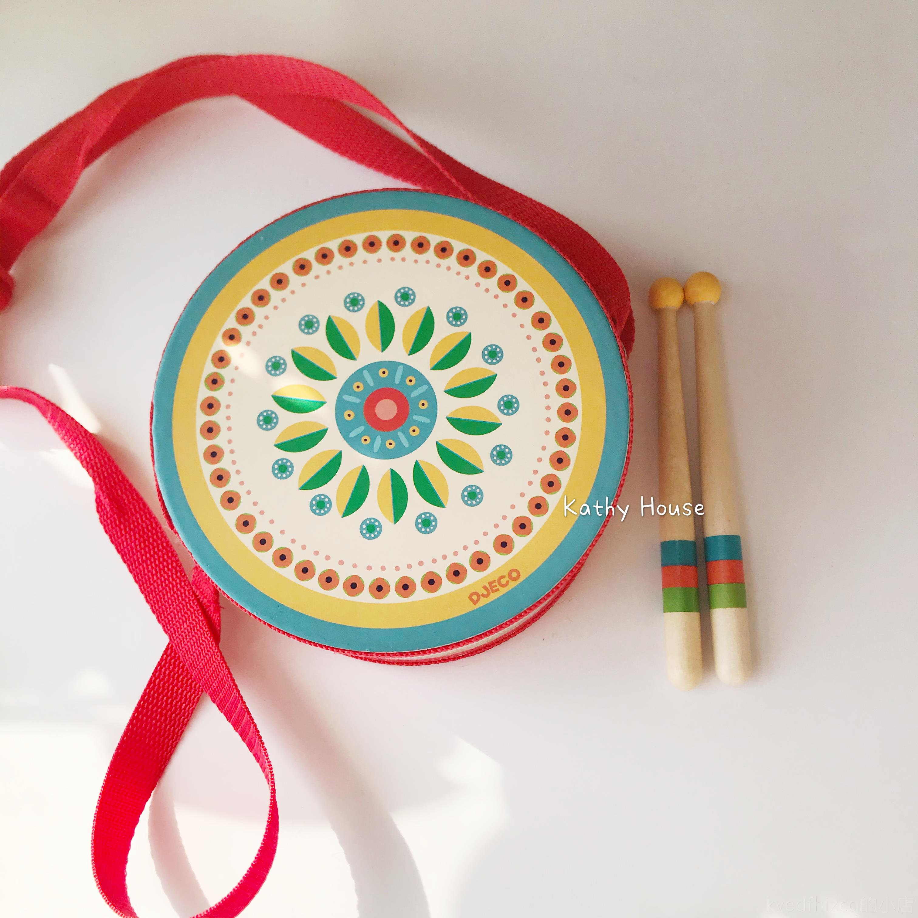 新款国jeco宝宝手持摇铃/敲敲手拍d鼓小鼓儿法童音奥尔夫乐打击乐