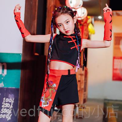 新款中国风儿童爵士舞衣服装 演出国潮男女走时秀潮服尚服模特童