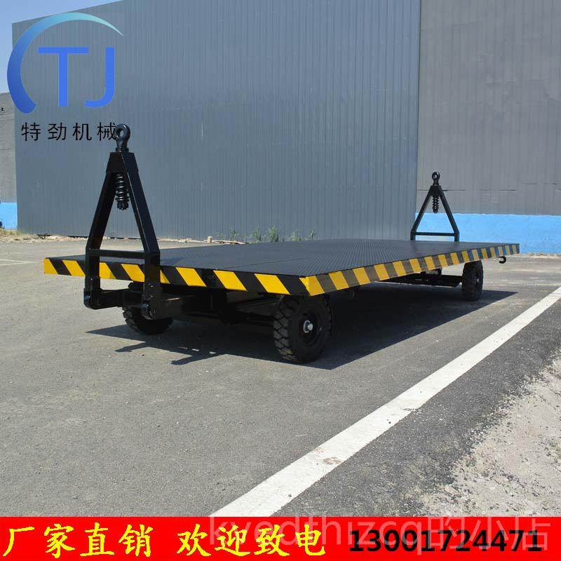新款叉车引牵平板车拖机挂车拉厂车区重型货物周转大吨位卸料四轮
