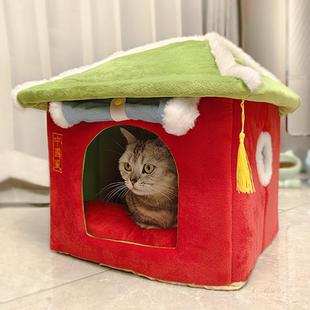 新款 通猫用宠物 封闭式 窝墅猫房子可拆洗保暖可爱日系保别屋暖四季