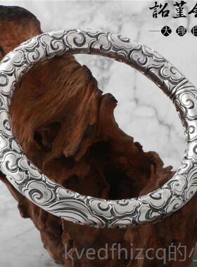 新款手镯子999足齐银大手镯天圣定海神针如意金箍棒银祥云情侣银