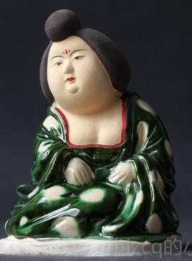 新款陶瓷彩仕摆女件收陶俑胖妞艺术品复古藏品做旧唐三装饰品礼品