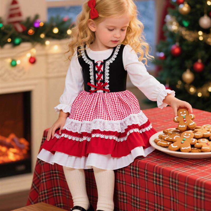 圣诞节儿童服装女童礼服连衣裙小女孩公主裙舞会演出服Christmas