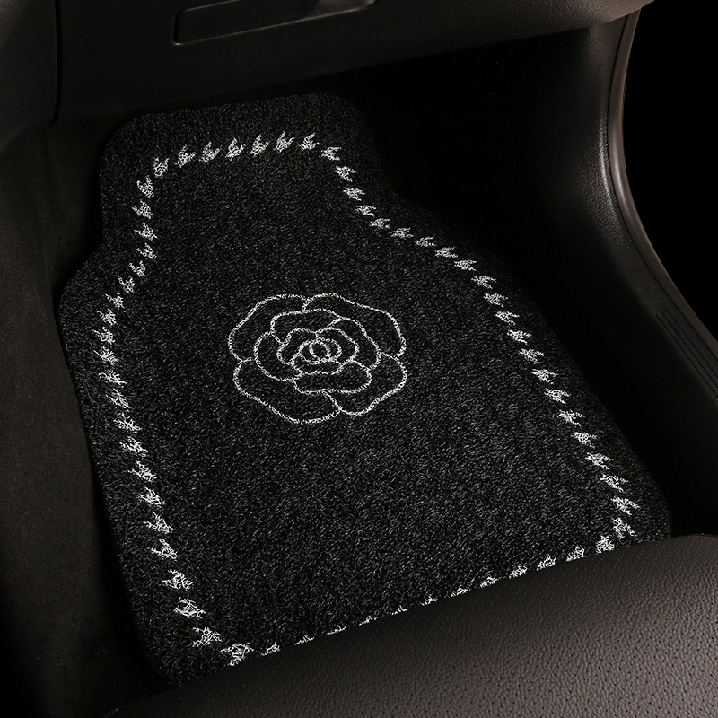 汽车脚垫2025新款防水耐脏防滑山茶花卡通可爱女士单片主驾驶垫