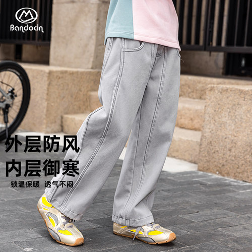 半度闲原创加绒棉质工装裤长裤