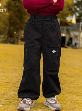 B4K377亲子装女童冬装加绒工装裤洋气中大童25新款秋冬休闲长裤