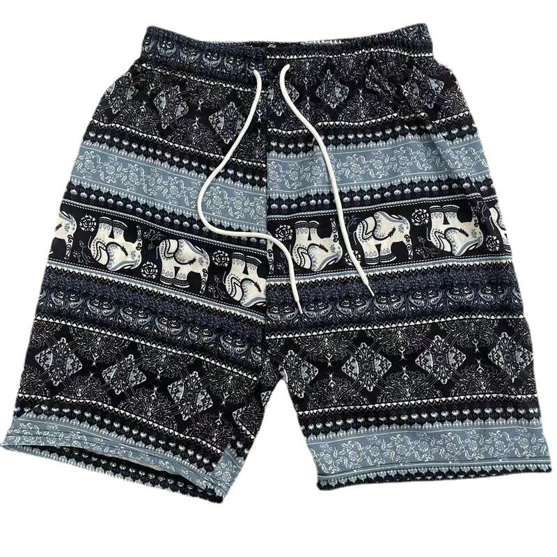 ELEPHANT PANTS WOMENS FIVE-POINT PANTS 2024 SOUTHEAST ASIAN POPULAR THAILAND ELEPHANT FIVE-POINT PANTS HIGH-WAISTED SUNSCREEN SUMMER BEACH PANTS