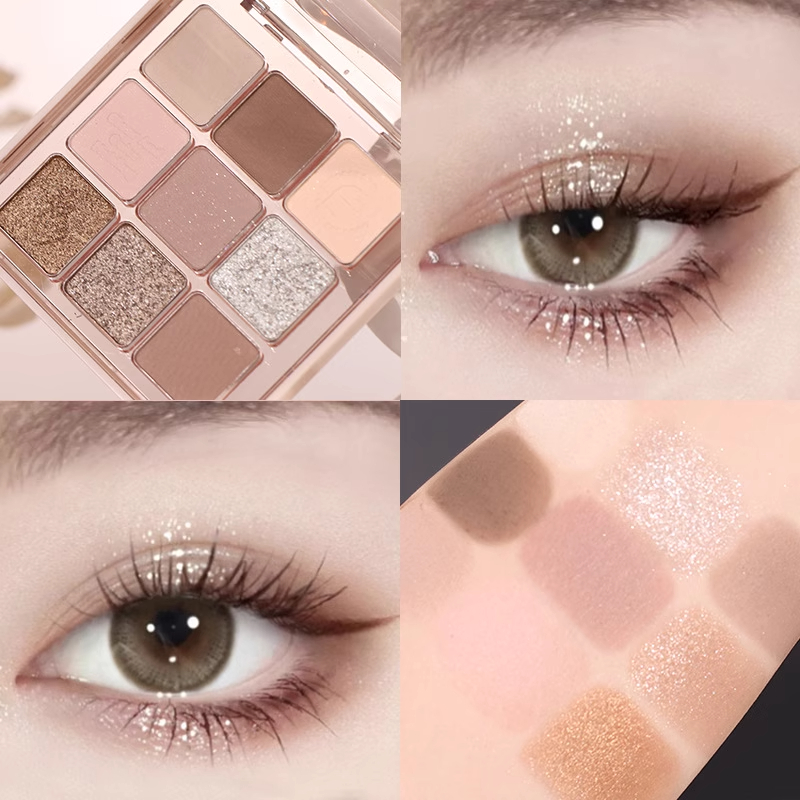 九色眼影一盘多用哑光珠光不飞粉