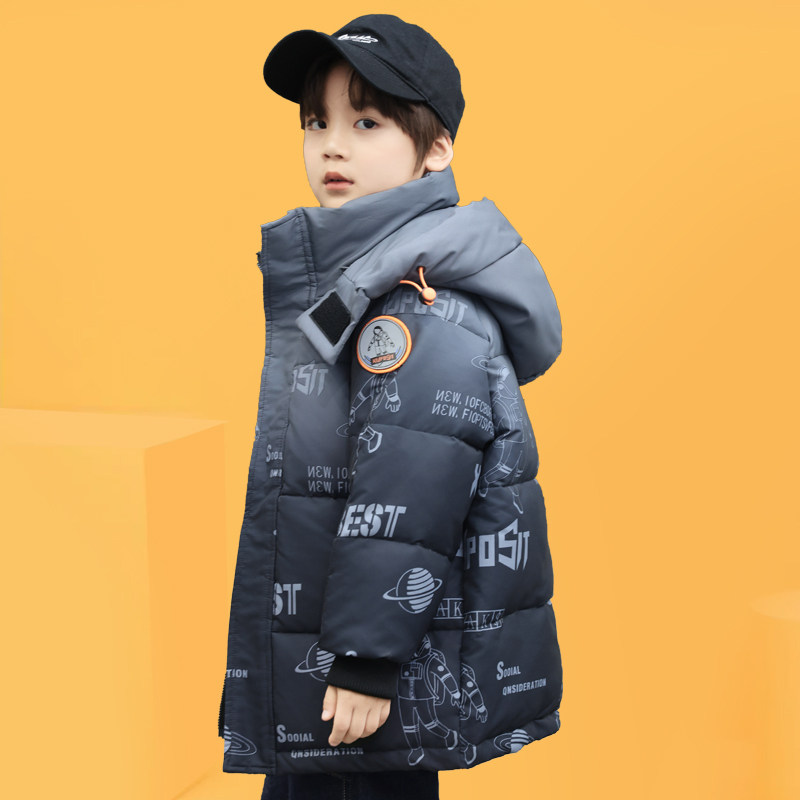 波司登2025秋冬季新款男童中长款韩版洋气渐变加厚冬季儿童羽绒服