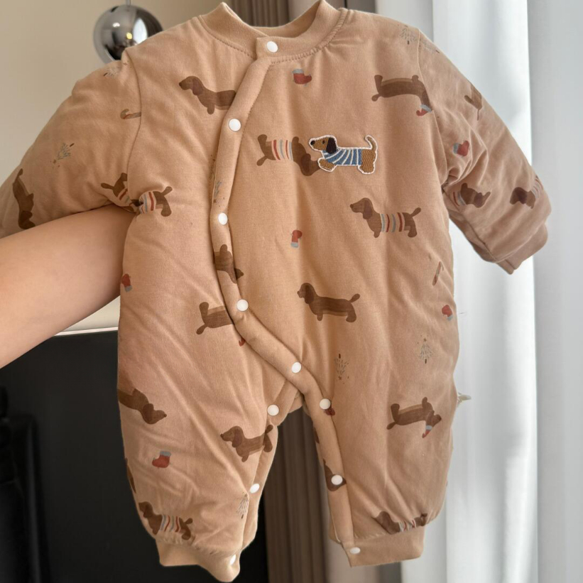 宝宝A类纯棉连体衣弧扣爬服哈衣