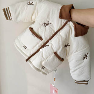 婴儿衣服秋冬装120g夹棉外套加绒加厚保暖宝宝外出上衣安阳婴童装