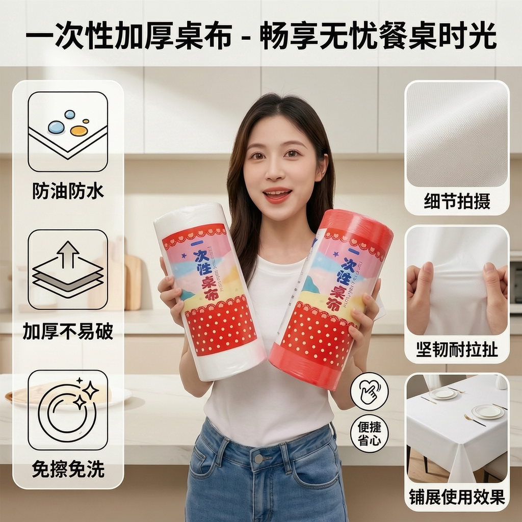 加厚批发红色白色桌布方形桌布圆形桌子喜宴酒席餐馆一次性桌布
