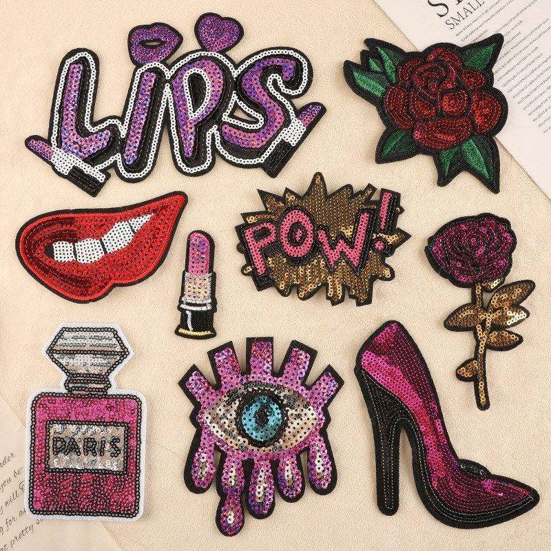 绣花服装辅料布贴电脑亮片刺绣个性补丁贴胸章高跟鞋标玫瑰花布标,居家布艺,布贴,淘宝优惠券,粉丝福利购,淘宝优惠卷
