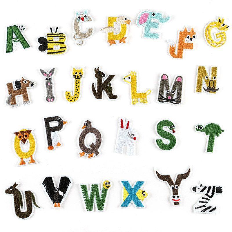卡通英文字母背胶服装辅料个性平绣布贴布标可爱补丁26动物个,居家布艺,布贴,淘宝优惠券,粉丝福利购,淘宝优惠卷