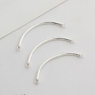 串珠光面手链纯银项链弯管饰品珍珠配件半镯材料手工手环S925DIY