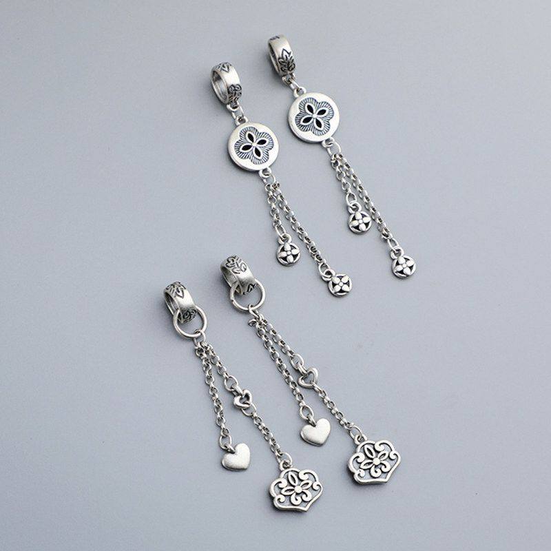 手链花朵s925DIY纯银吊坠挂件手工四叶草复古尾链如意流苏配件,饰品/流行首饰/时尚饰品新,其他DIY饰品配件,淘宝优惠券,粉丝福利购,淘宝优惠卷