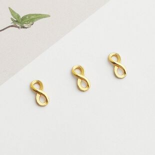 配件S9258字扣八字串珠纯银迷你隔珠古法文玩项链DIY镀金配饰手链