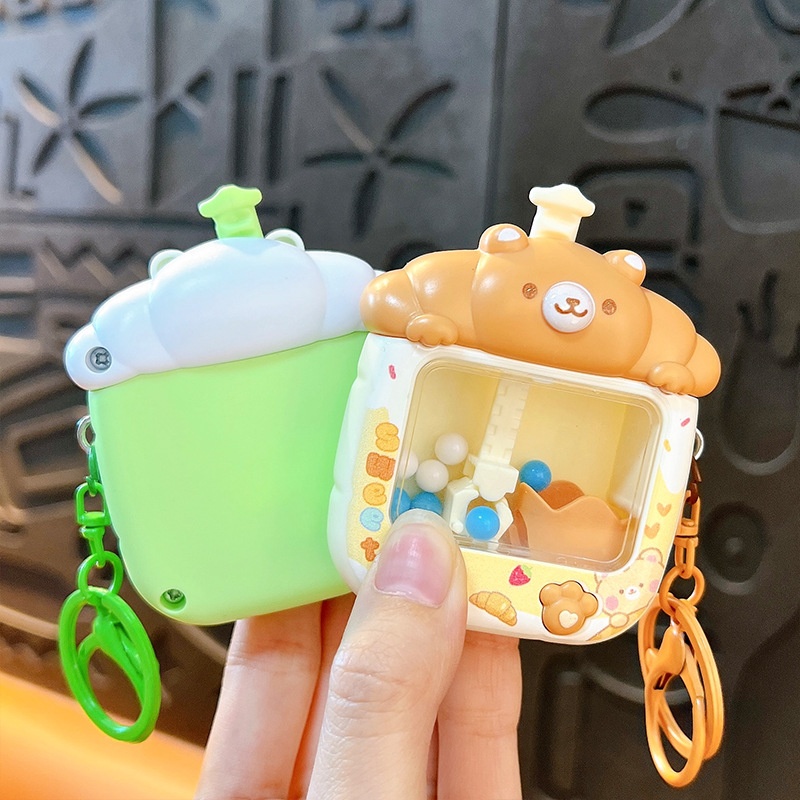 可爱小动物抓娃娃机钥匙扣卡通学生书包挂件潮酷解压玩具礼品批发