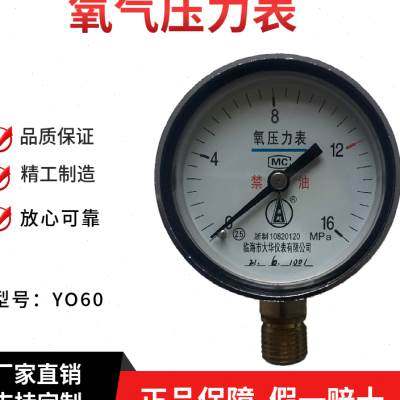 氧气压力表Y60临海市大华仪表减压器表头表壳加厚可检测
