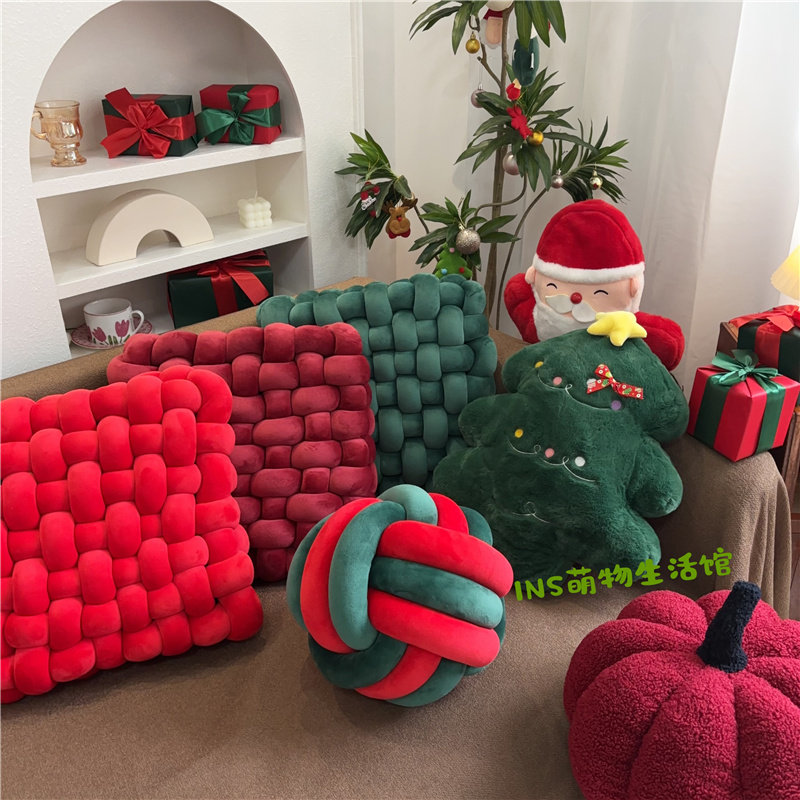 新年靠垫酒红色喜庆抱枕套网红氛围结婚客厅秋冬高级床上加厚靠枕