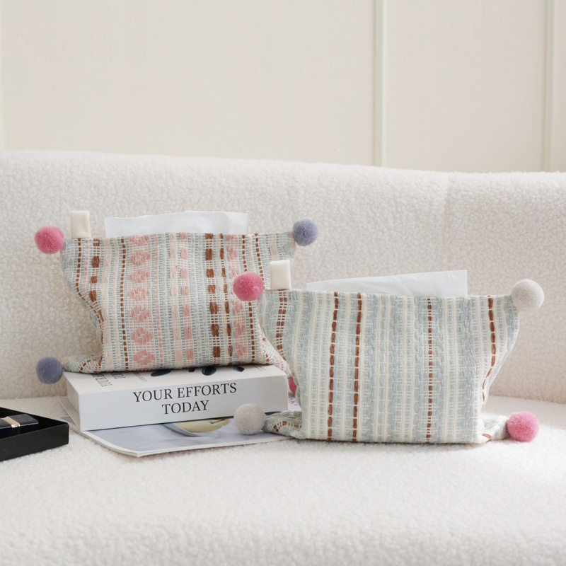 ins风彩色毛球纸巾袋餐桌创意布艺纸巾套客厅卧室抽纸盒家居装饰,收纳整理,纸巾套,淘宝优惠券,粉丝福利购,淘宝优惠卷