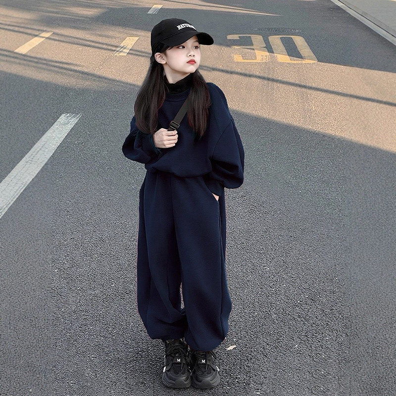 女童时尚套装洋气新款秋装网红休闲运动服儿童卫衣时髦两件套春秋