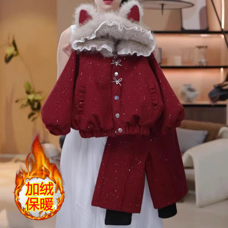 女童冬季洋气加绒两件套拜年服带帽喜庆运动服时髦百搭休闲两件套,童装/婴儿装/亲子装,套装,淘宝优惠券,粉丝福利购,淘宝优惠卷