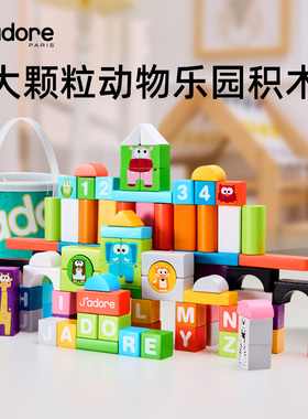 J'adore100粒积木拼装玩具1-2岁婴幼儿宝宝木制益智早教儿童启蒙