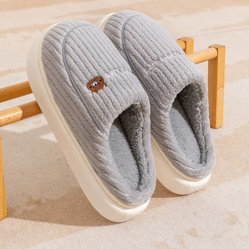 棉拖鞋男冬季新款包头加绒毛绒不