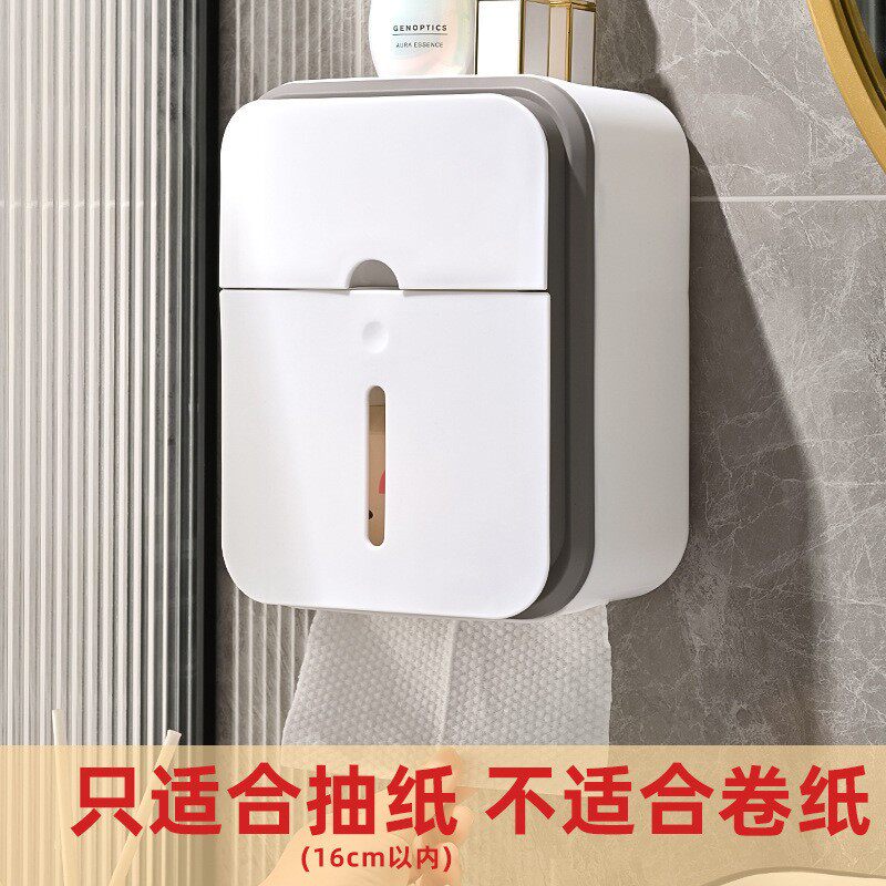 卫生间双层纸巾盒壁挂式厕纸盒免打孔防水收纳抽纸盒置物架