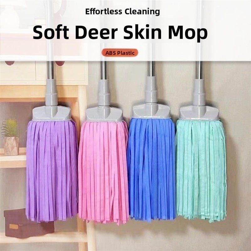 强力吸水鹿皮巾拖把鸡皮拖把无水痕不掉毛方头扁头拖把拖净可拆卸
