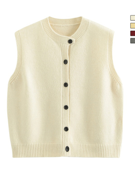 BAO STUDIO韩系极简博主ins春款圆领减龄宽松针织马甲叠搭背心女