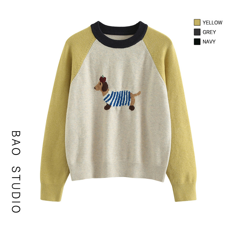 针织衫韩系遮肚子显瘦毛衣圆领