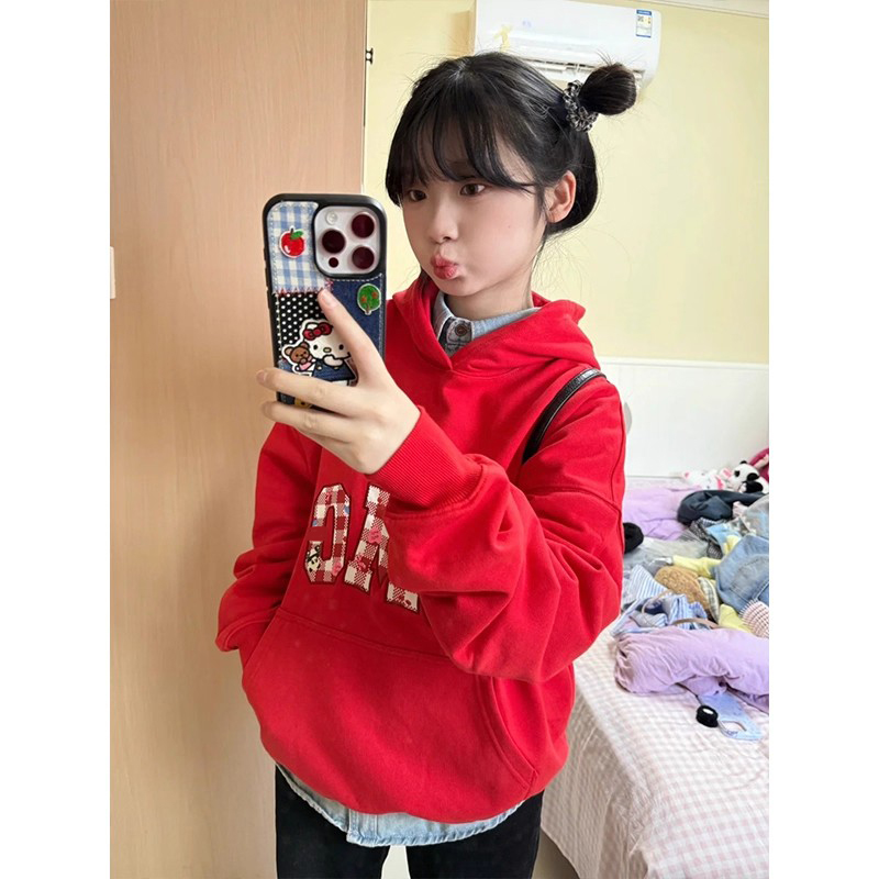 女大童字母印花卫衣小众连帽外套