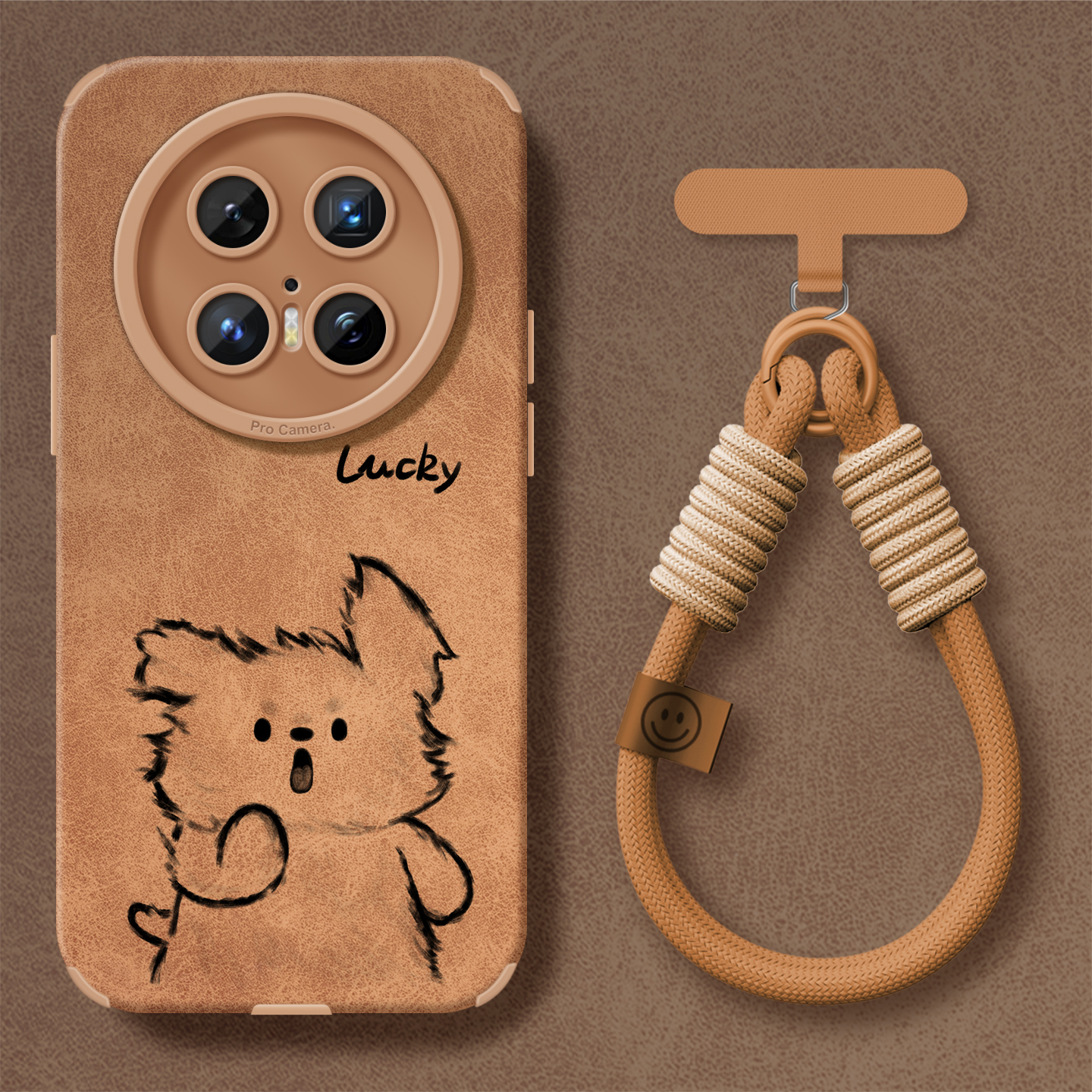 适用华为mate70翻毛皮手机壳咖色