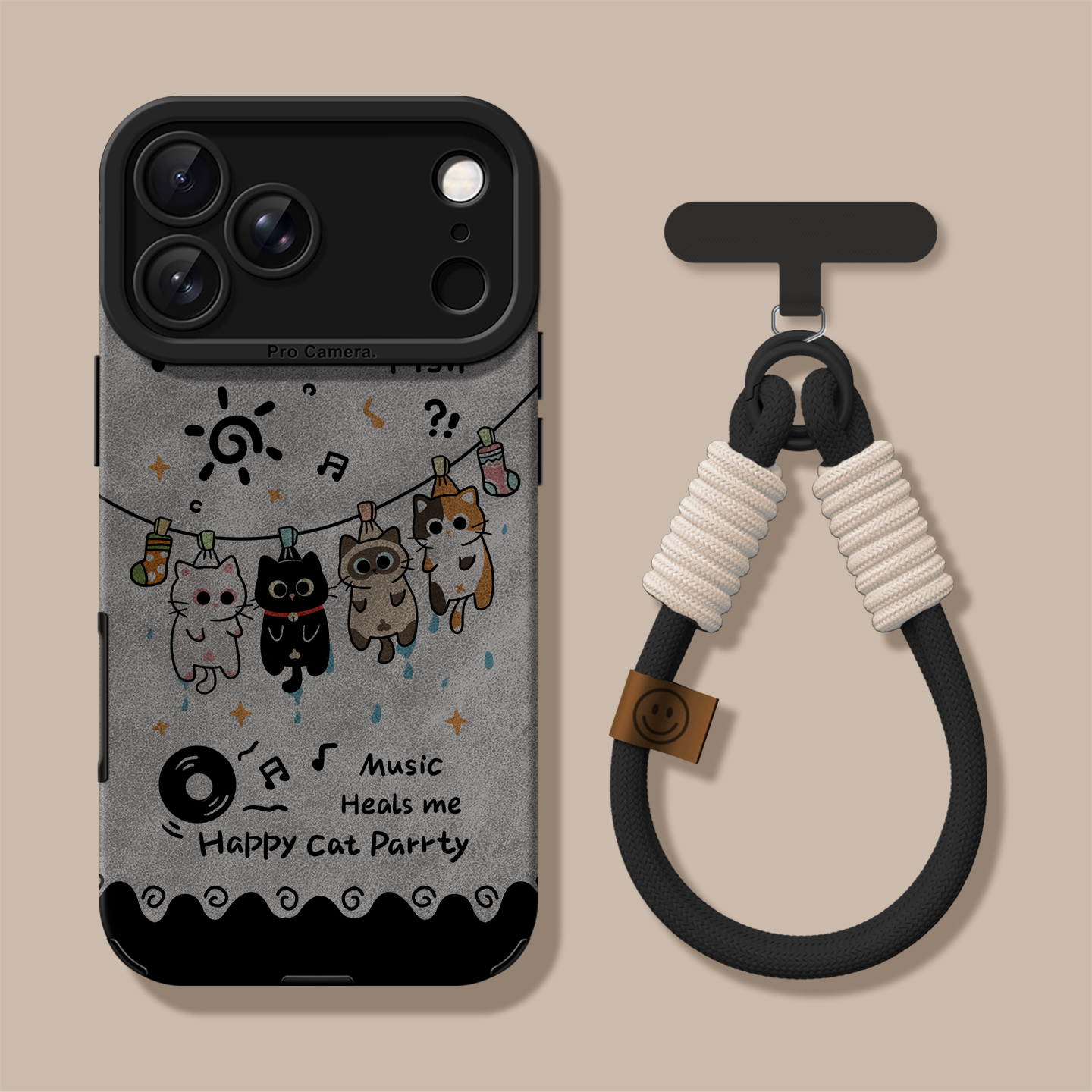 适用苹果17pro手机壳带手链