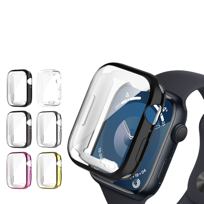 适用AppleWatch苹果S9手表S8保护壳一体式iwatchS8保护套ultra手表壳全包7/6/5/4/3代钢化膜防摔软壳男女简约