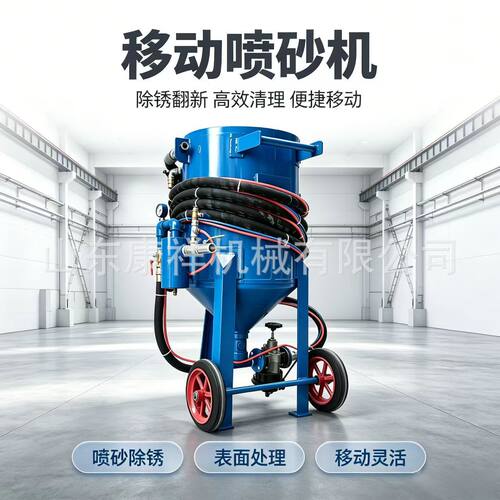 康祥机械小型移动喷砂罐干湿两用移动喷砂机气动高压除锈喷砂机