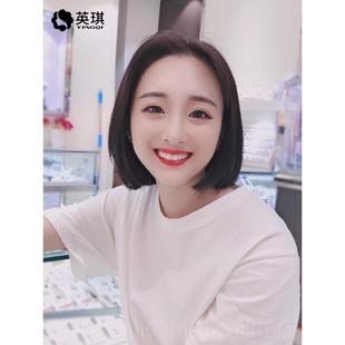 新款轻薄蕾丝假发女短发波波头造分型圆真头脸中刘海网红中长发发