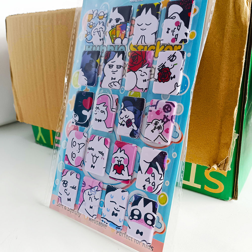 领结猫3D加厚立体泡泡贴纸PVC人造皮革泡棉贴防水手帐本定制