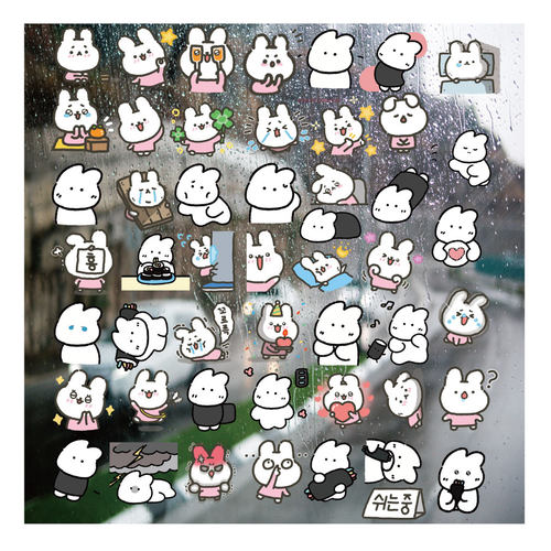 紫菜饭团粉色小兔兔UV转印贴diy手账本手电动牙刷防水晶标杯贴纸