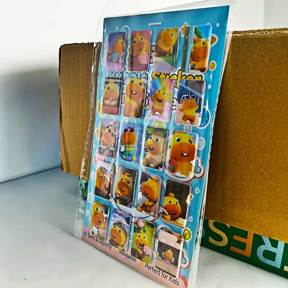 水豚噜噜3D加厚立体泡泡贴纸PVC人造皮革泡棉贴防水手帐本定制