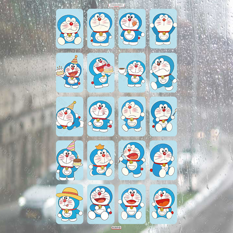 机器猫方形立体防水笔保温杯装饰贴纸UV转印贴纸水晶标定制