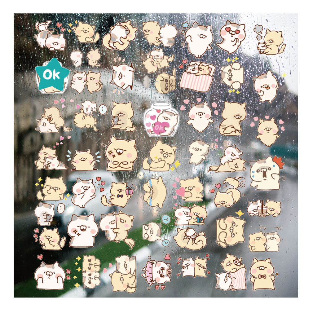 卡通韩风猫咪UV转印贴diy手账本手机壳水晶标签防水杯装饰贴纸