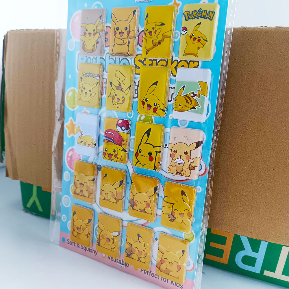 皮卡丘3D加厚立体泡泡贴纸PVC人造皮革泡棉贴防水手帐本定制