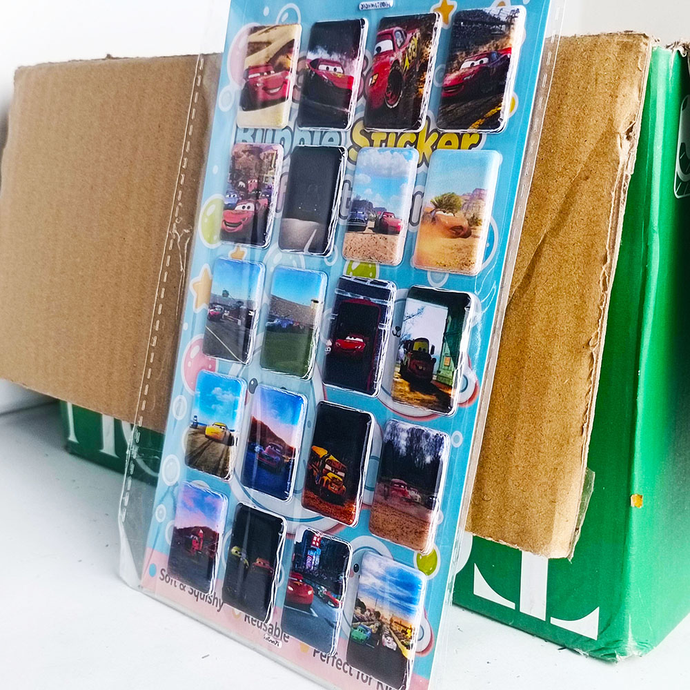 汽车总动员3D加厚立体泡泡贴纸PVC人造皮革泡棉贴防水手帐本定制