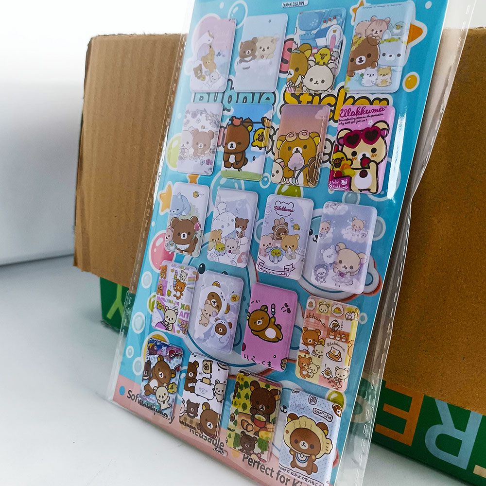 轻松熊3D加厚立体泡泡贴纸PVC人造皮革泡棉贴防水手帐本定制
